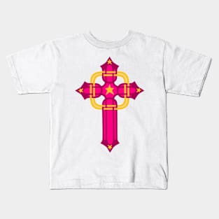 Legendary Dark Pink Celtic Cross Kids T-Shirt